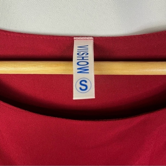 Boutique VIISHOW Red Banded Waist Short Sleeve Blouse S - Picture 5 of 5